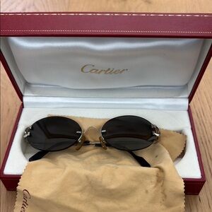 Cartier Sunglasses with Dark Lenses and Red Case
